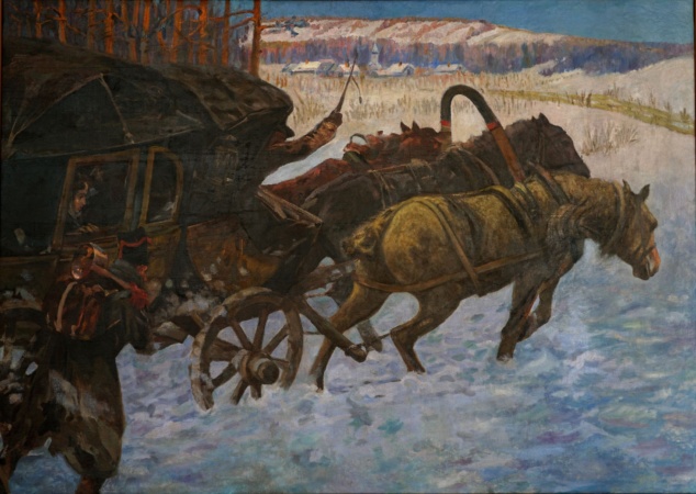 Fragment panoramy „Berezyna” aut. Wojciech Kossak, Julian Fałat, ok. 1896 r.